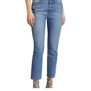 Frame Le High Straight Raw Hem Crop Jeans In Solana Wash Size 25
